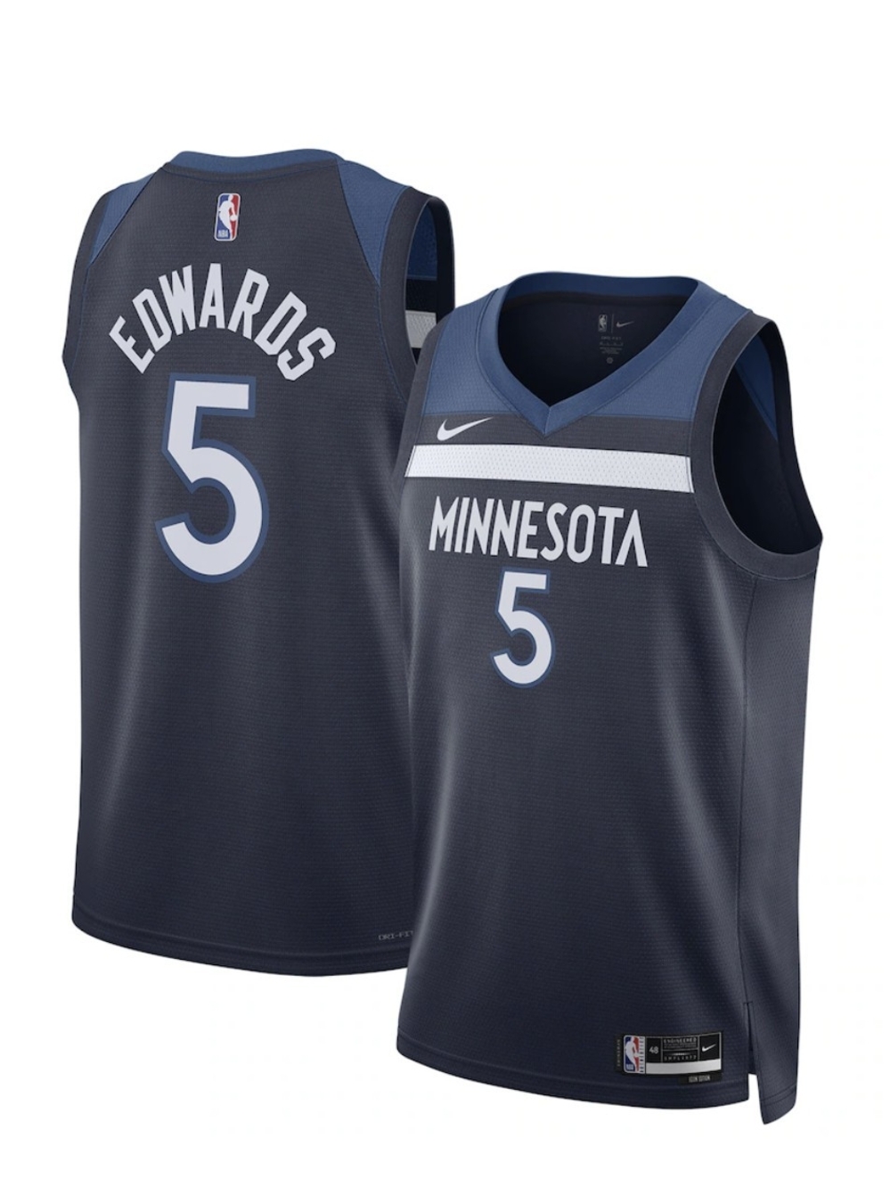 Fanatics Minnesota Timberwolves Anthony Edwards #5 Navy and Light Blue Jersey